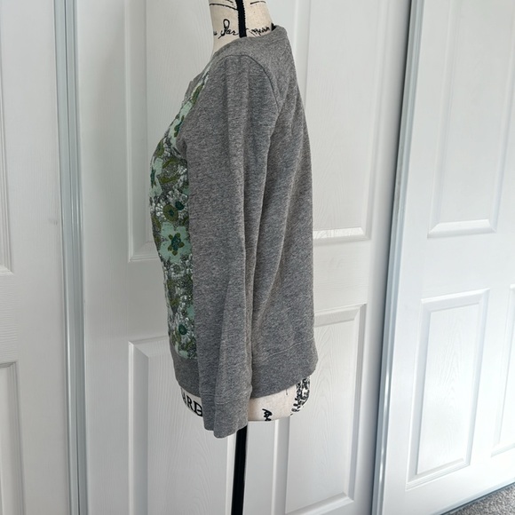J.Crew Green Floral Brocade Women's Sweatshirt - Picture 3 of 6